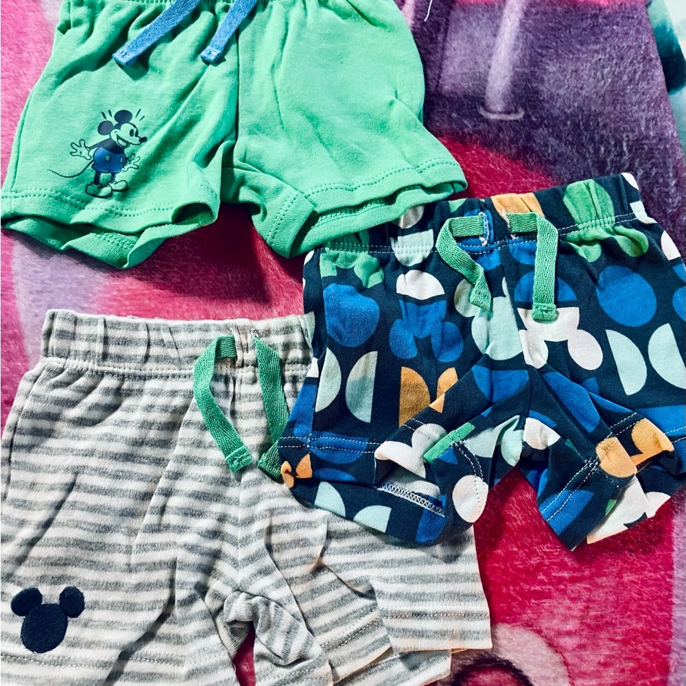 NEW Baby Boy Shorts Mickey Mouse Graphics 3-Pack